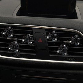 6 Pcs Black Daisy Air Vent Clips, Cute Flower Car Air Fresheners Vents Clips Diamond Vent Clip Car Interior Decor Charm Bling Car Accessories Car Decoration for Women Automotive Air Fresheners