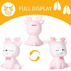 H&W Deer Piggy Bank for Kids,Unbreakable Coin Bank,Cute Money Bank for Girls,Plastic Piggy Banks,Best Birthday Gifts Home Decoration(Bowknot)