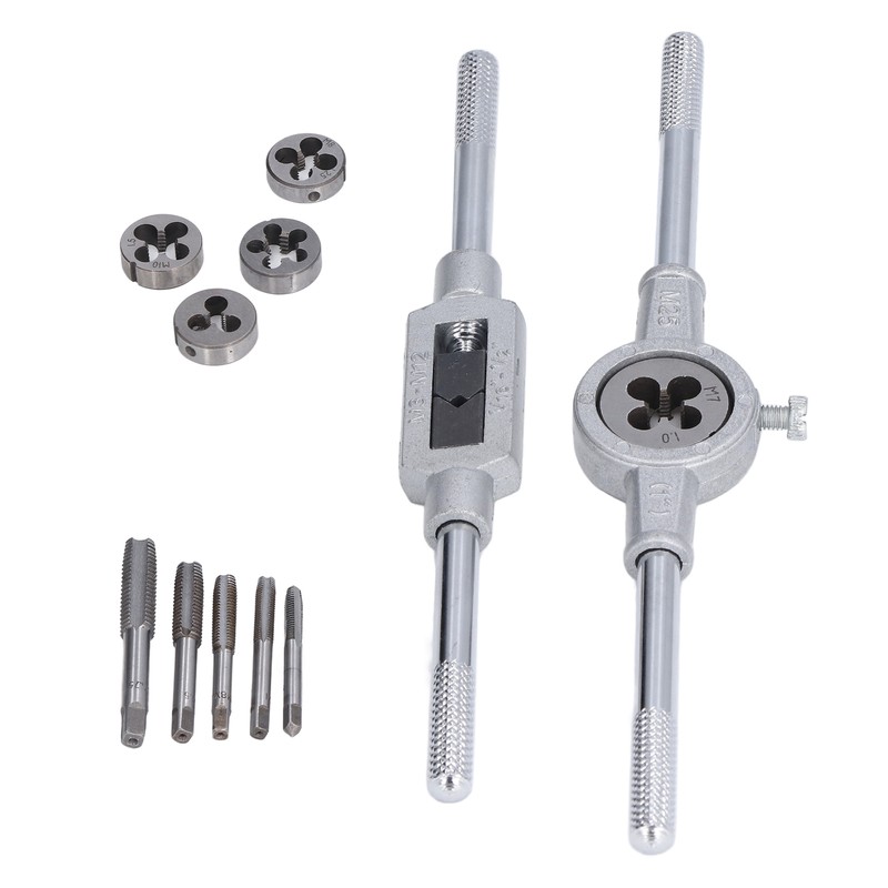 12Pcs Drill Tap Die Wrench Manual Thread Tapping Tool Set