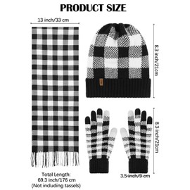 Aneco Winter Warm Knitted Scarf Beanie Hat and Gloves Set Men & Women's Soft Stretch Hat Scarf and Mitten Set