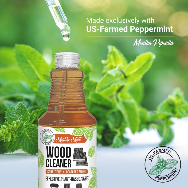 Mighty Mint Wood Cleaner and Conditioner, Non-Toxic, Spray Cleans and