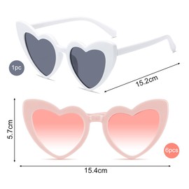 Meleager Heart Sunglasses, Bride to Be Heart Glasses, 7 Pairs of Sunglasses, Wedding, Hen Party Sunglasses, Retro, Wedding Accessories, Bridesmaid Gift (White + Pink)