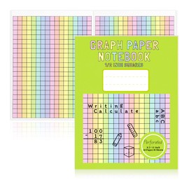 2 Pack 8.5×11 Colored Graph Paper Pad Math Notebook Graph Paper 1/2 Inch Squares Large Quad Ruled Grid Composition Book Colored Grid Notebook Exercise 30 Sheets for Kids Dyslexia Dysgraphia School