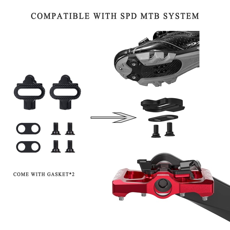 GEWAGE SPD Bicycle Pedals, 2-in-1 Double Function Flat and SPD