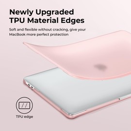 BlueSwan Anti-Cracking Hard Shell Case Compatible with MacBook Pro 13 inch, M2/M1 2025 2022-2017 A2338 A2289 A2251 A2159 A1989 A1706 A1708, Anti-Fingerprint Soft TPU Bumper, Frosted Baby Pink