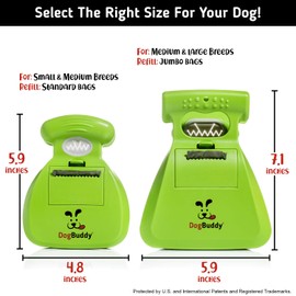 DogBuddy DogBuddy Pooper Scooper, Portable Dog Pooper Scooper, Poop Scooper for Small and Large Dogs, Pooper Scooper With Bag Attachment, Leash Clip and Dog Waste Bags Included (Medium, Kiwi)