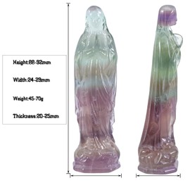 Nupuyai 3.4" Fluorite Crystal Virgin Mary Statue, Praying Holy Mary Figurine Hand Carved Stone Pocket Statue Good Luck Home Office Car Decor