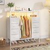 HIGDBFE LED Dresser with Hanging Rack, 8 Fabric Drawer Dresser