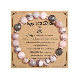 LunarCharm Natural Stone Bracelet for Women 60th Birthday, Natural Gemstone Bracelet with Adjustable Size, Unique Gift for Women, Mother, Girlfriend, Grandmother