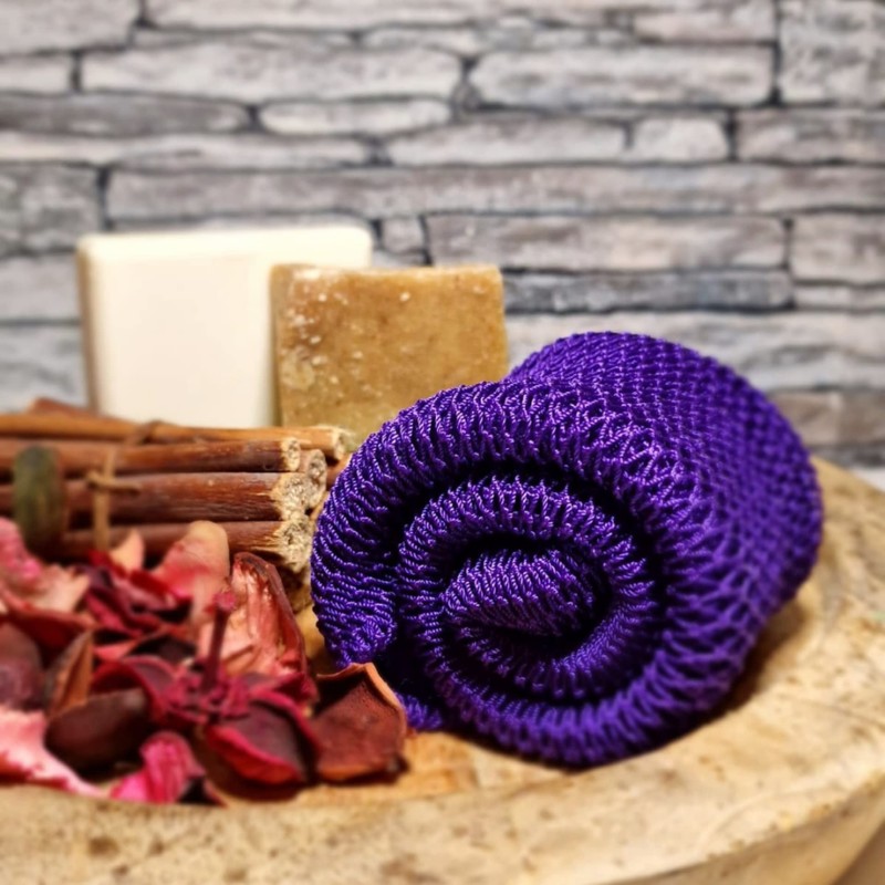 Sarhaana Djampe afrikanisches Duschnetz, Badeschwamm, Peeling-Handschuh, Toilettenblume, XL, Zubehör für