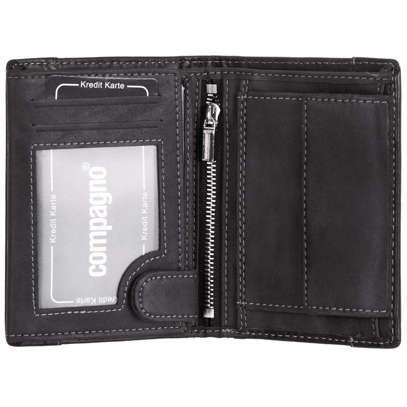 Compagno Foldable Wallet Men's Wallet Women's Portrait Format, charcoal, Classic