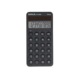 MAUL Eco MD 2 Calculator, Solar Calculator with 10 Digits and 5 Functions, Smartphone Format for Easy Use, 80% Recycled Plastic, Blue Angel/uz116, Black