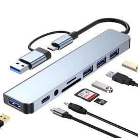 Uplayteck Hub USB C de 8 Puertos, Adaptador Multipuerto Tipo C, Divisor USB 3.0 Porttil Ultrafino USB C Dock para MacBook, Mac Pro, iMac, Surface Pro 