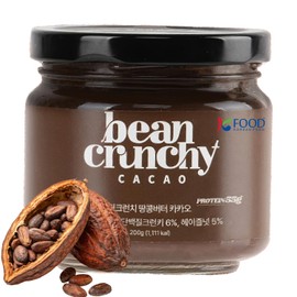 Korean Food Beancrunchy Peanut Butter Cacao Crunchy Spread with Protein, 7.06oz(200g)
