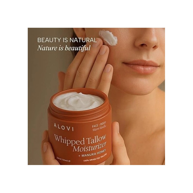 ALOVI WHIPPED TALLOW MOISTURIZER MANUKA HONEY CALENDULA ALMOND VANILLA SCENT