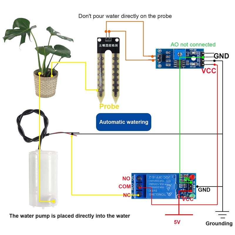 Diitao 1 Set Automatic Irrigation Kit Watering System Capacitive Soil