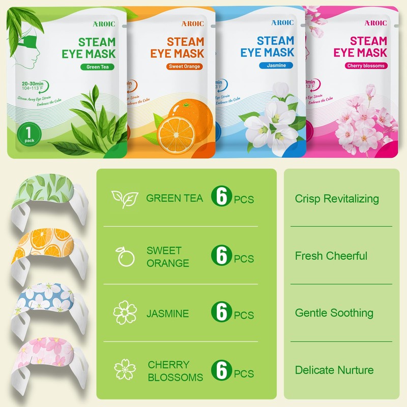 24 Pack Steam Eye Masks Disposable, Self Heating Eye Mask