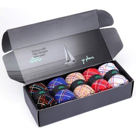 Marino Mens Patterned Dress Socks, Colorful Fun Socks, Fashion Cotton Socks - 5 Pack - Conventional Design Dress Socks - Criss Cross Streak - 10-13