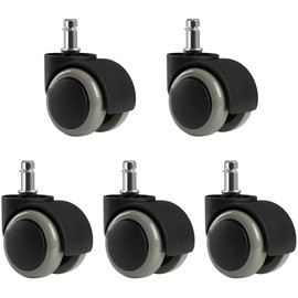 LIHAO 5 Ruedas para Silla de Oficina universales Resistentes a la abrasión (Gris y Negro, 11 mm/50 mm)