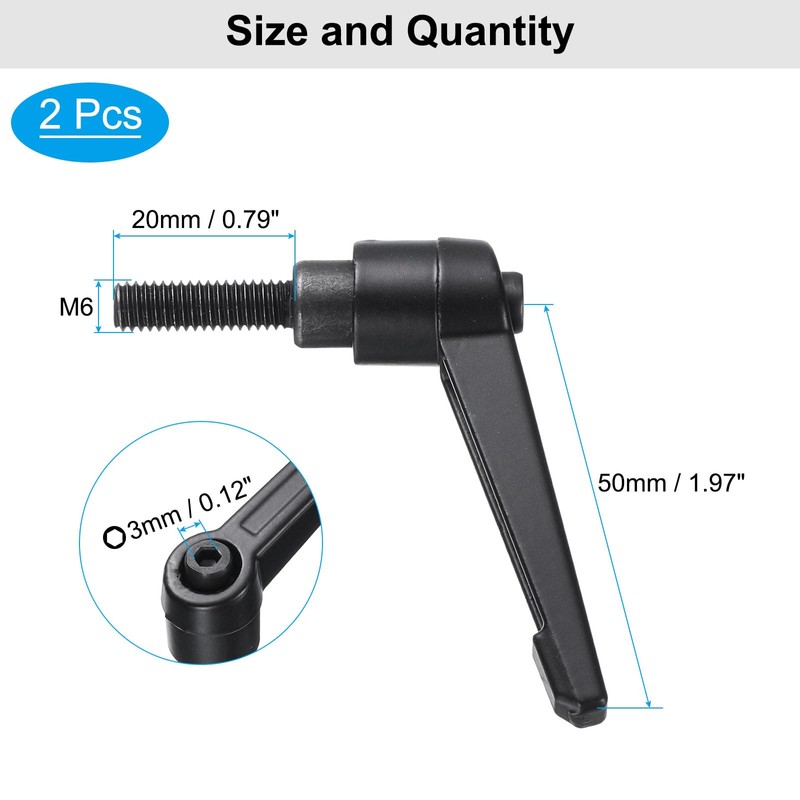 uxcell 4pcs Clamping Lever Adjustable Handle Set Metric M6 x