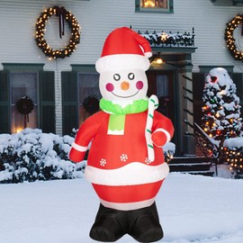 7FT Christmas Inflatable Snowman-Xmas Snowman Blow Up Yard Decor Christmas Outdoor Decorations, Built-in LED Lights, Stakes for The Yard, Lawn, Garden