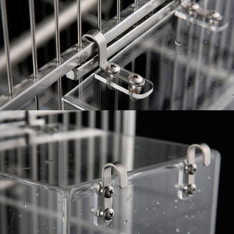 CuteHairy Transparent Acrylic Bird Bath Box with Hook,Thickened Hanging Water