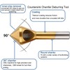 KEWAYO 4pcs Titanium Coated Countersink Chamfer Tool Deburring Tool Set