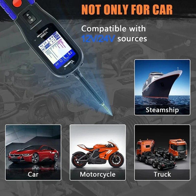V200 Car Truck Motorcycle 12V~24V Circuit Tester Fuse, Diode, Relay