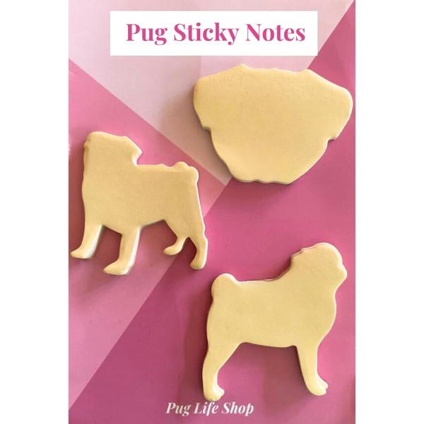 Pug Shaped Sticky Notes, Includes 150 Sheets, 3 Pug Dog