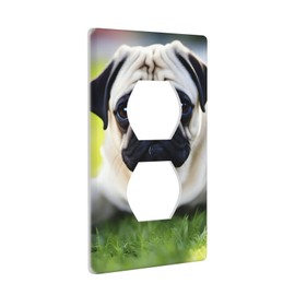 Duplex Socket Decorative Wall Plate Electrical Receptacle Light Switch Cover Art Faceplate Switchplate for Home Decor 4.5 X 2.76 in Funny Pug Dog Picture