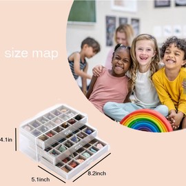 Acrylic Rock Collection Display Case with 54 Grids Storage Compartments Rock Collection Boxes Display Organizer Collection Storage Display Cases for Collectibles Crystal /Rock