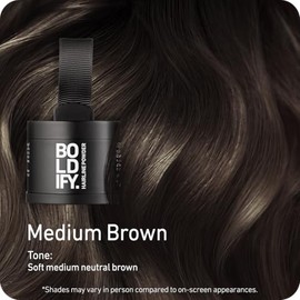 BOLDIFY Polvo de línea capilar (marrón medio) a prueba de manchas instantáneas, fórmula de 48 horas que se bloquea para cabello de cuerpo completo y b