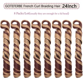 French Curl Braiding Hair Synthetic French Curl Hair Extensions for Black Women Lightweight Pre Stretched Bouncy Curly Braiding Hair for Braids 24 Inch