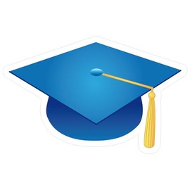 CafePress Blue Graduation Hat Graduate Small Die Cut Sticker, 3"x4" Matte Finish