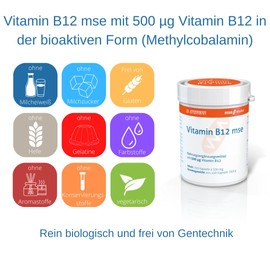 Vitamin B12 mse Doppelpack, Nahrungsergänzungsmittel mit 500 µg Vitamin B12 in der bioaktiven Form