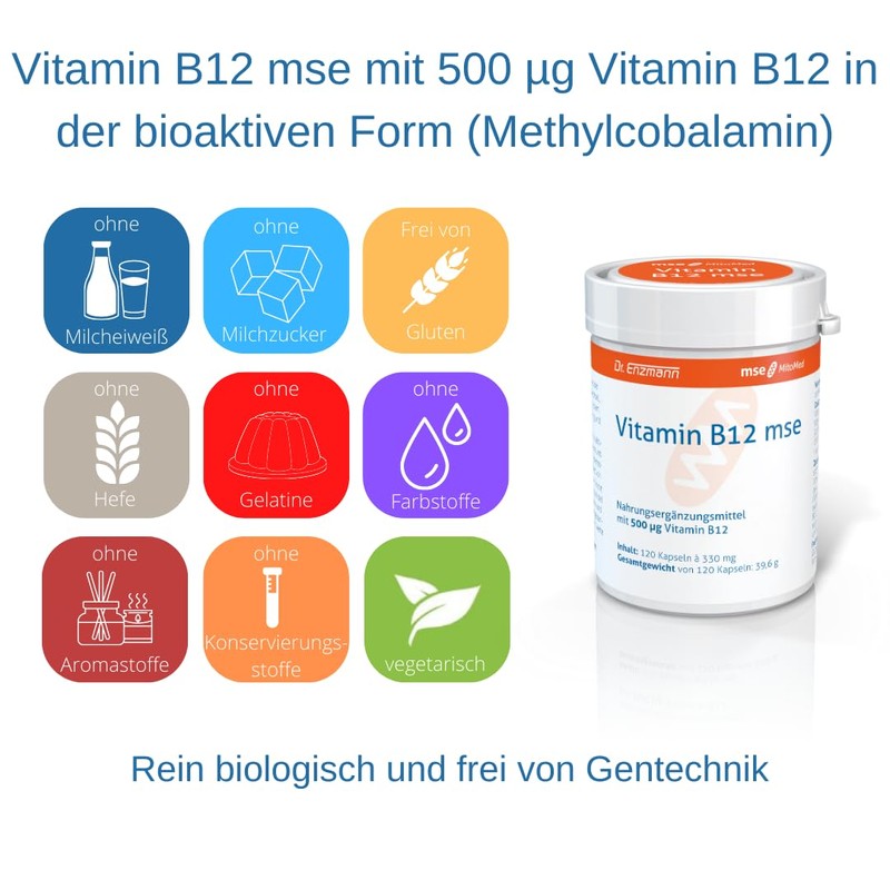 Vitamin B12 mse Doppelpack, Nahrungsergänzungsmittel mit 500 µg Vitamin B12