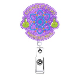 Science It's Like Magic But Treal Lab Tech Badge Reel Retractable Funny Nurse Nursing Badge Holder RN CNA LPN Medical Assistant Badge Clip ID Card Nurse Accessories for Work