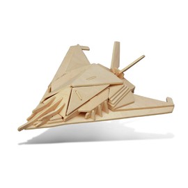 Puzzled 3D Puzzle Stealth Bomber Wood Craft Construction Model Kit, Fun & Educational DIY Wooden Toy Assemble Model Unfinished Crafting, Hobby Puzzle to Build & Paint for Decoration 40 Pieces Pack