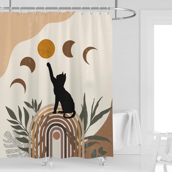 Kikiry Funny Black Cat Shower Curtain 72" W x 72"