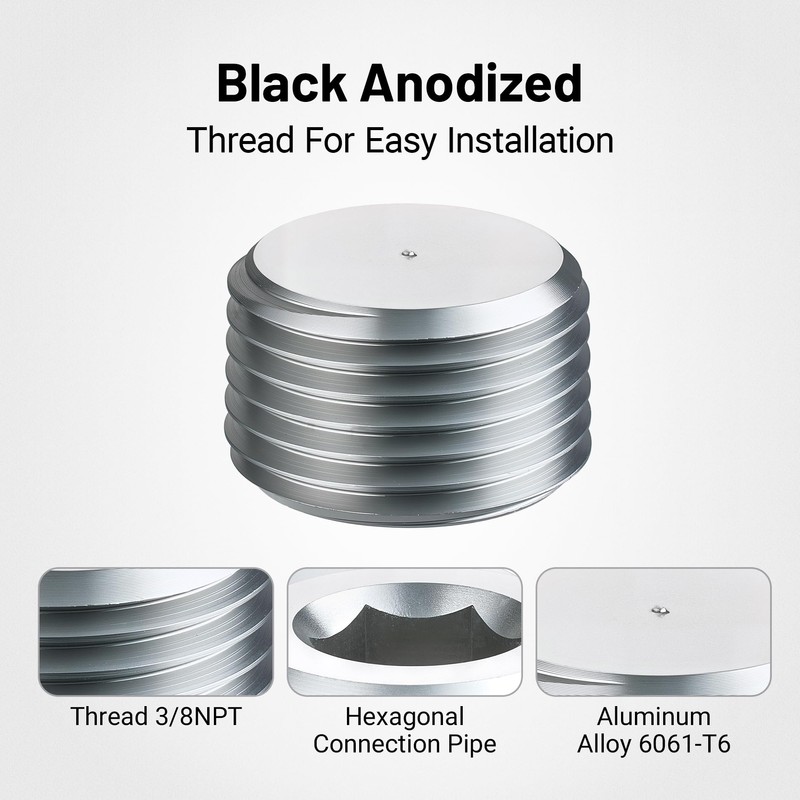 EVIL ENERGY 3/8" NPT Plugs Aluminum Socket Allen Head Silver,