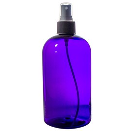 Purple 16 oz Boston Round PET Bottles (BPA Free) with Black Fine Mist Sprayer (12 pack) + Labels