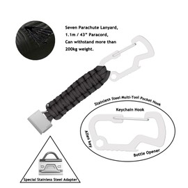 Bshirmay Paracord EDC Strap Compatible with Garmin Fenix 7/Quatix 7/MARQ/Forerunner 955/965,Instinct/Fenix6/Fenix5 Keychain Watch Clip Rugged Survival Nylon Braided Sport Band