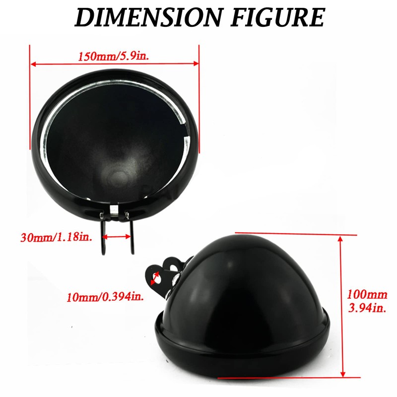 Autokun Motorcycle 5.75 Headlight Housing Universal 5-3/4 inch Round LED