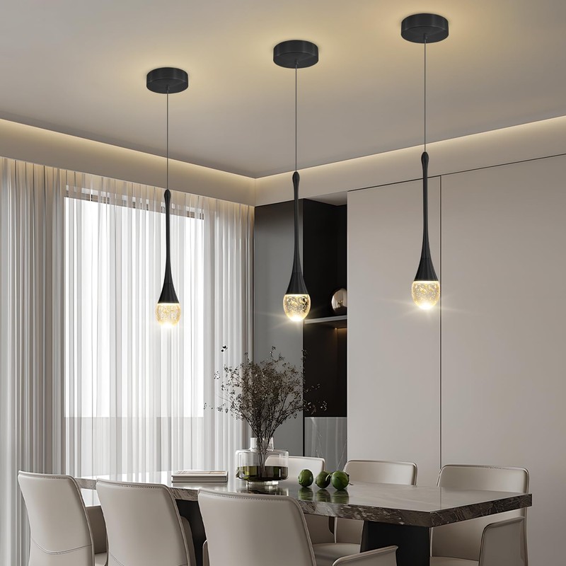 ykolupty Modern Pendant Lights for Kitchen lsland LED Dimmable Raindrop