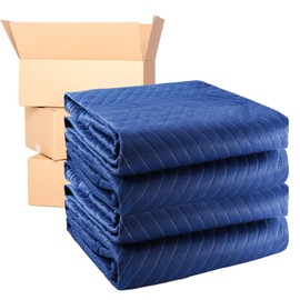 KANIXUM 4 Pack Moving Blankets 40''x72''Heavy Duty Packing Blankets for Protecting Furniture Moves Storage, Professional Quilted Shipping Furniture Pads Navy (Blue)