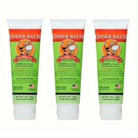 THE HAPPY COW UDDER BALM SKIN CREAM LOTION - 2.89OZ TUBE Travel Size, 3 Pack