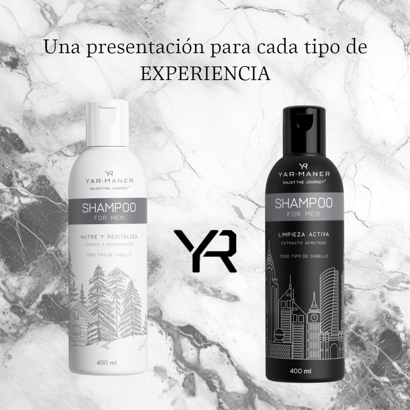 Shampoo con carbón activado para el hombre YARMANER, 400ml, Limpieza