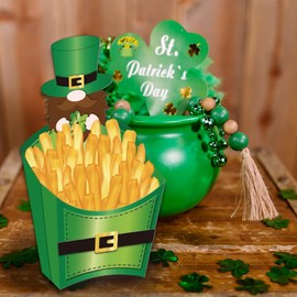 GLOBLELAND St. Patrick's Day 3D Cutting Dies with French Fries Box for DIY Scrapbooking Metal Clover Cutting Dies Words Cutting Dies for Card Making Embossing Photo Album Craft Decor