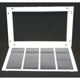 24" X 16" Steel Return Air Filter Grille for 1" Filter - Easy Plastic Tabs for Removable Face/Door - HVAC Duct Cover - Flat Stamped Face -White [Outer Dimensions: 25.75w X 17.75h]