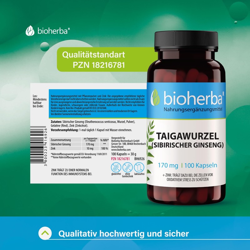 Bioherba Siberian Ginseng 420mg 100 Capsules